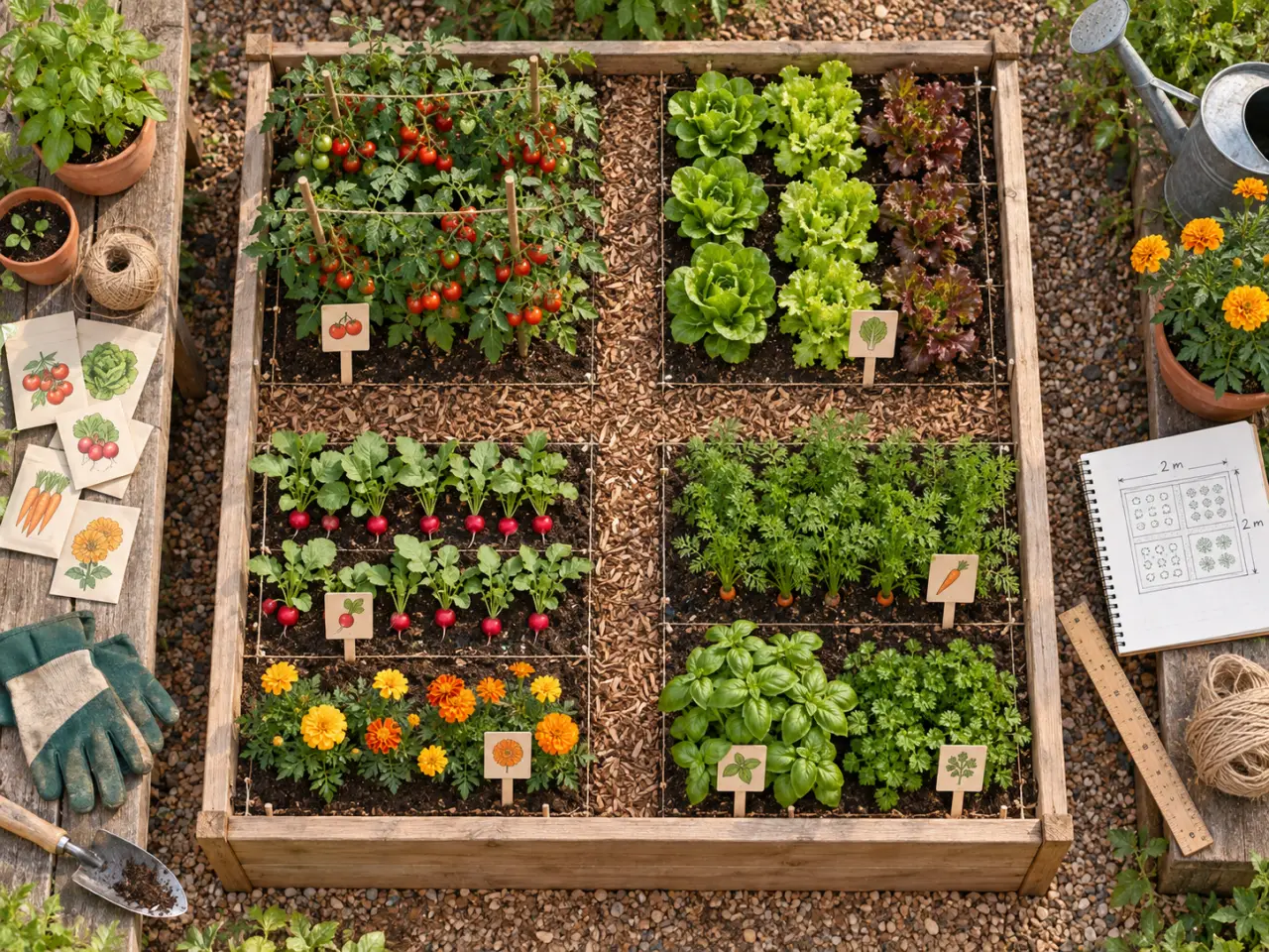 Un plan de potager débutant tient sur 4 m², à condition de bien les organiser