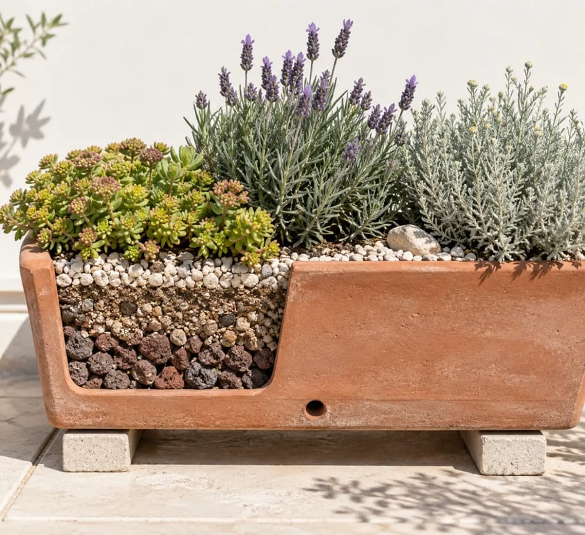 Pot et substrat drainant pour plantes plein soleil sans arrosage balcon