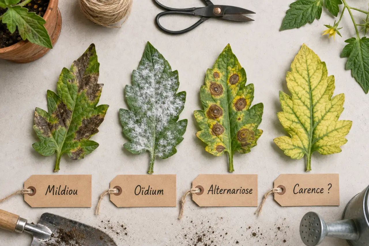 Feuilles de tomate malades : mildiou, oïdium, alternariose ou simple carence ?