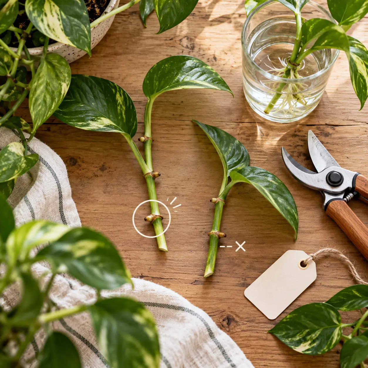 Bouturage des plantes vertes : la coupe sous le nœud fait la différence
