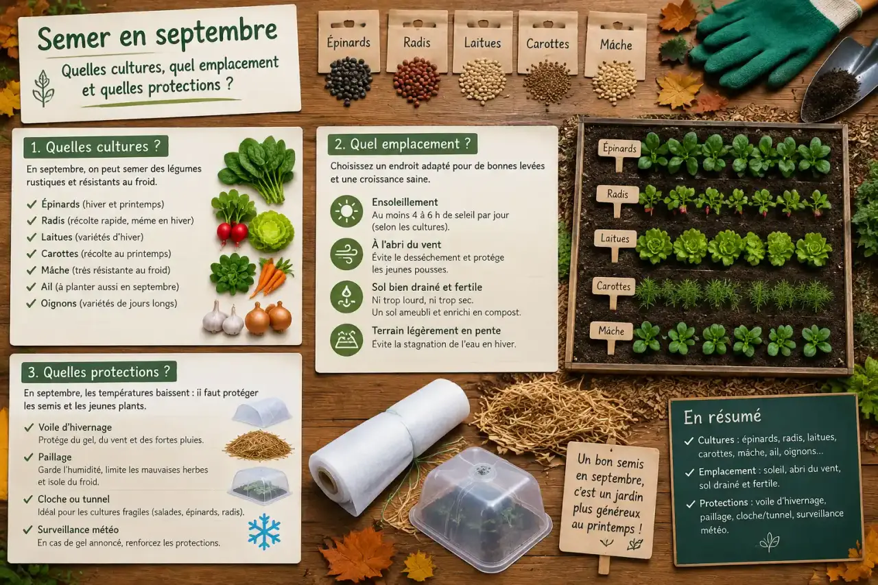 Semer en septembre : quelles cultures, quel emplacement et quelles protections ?
