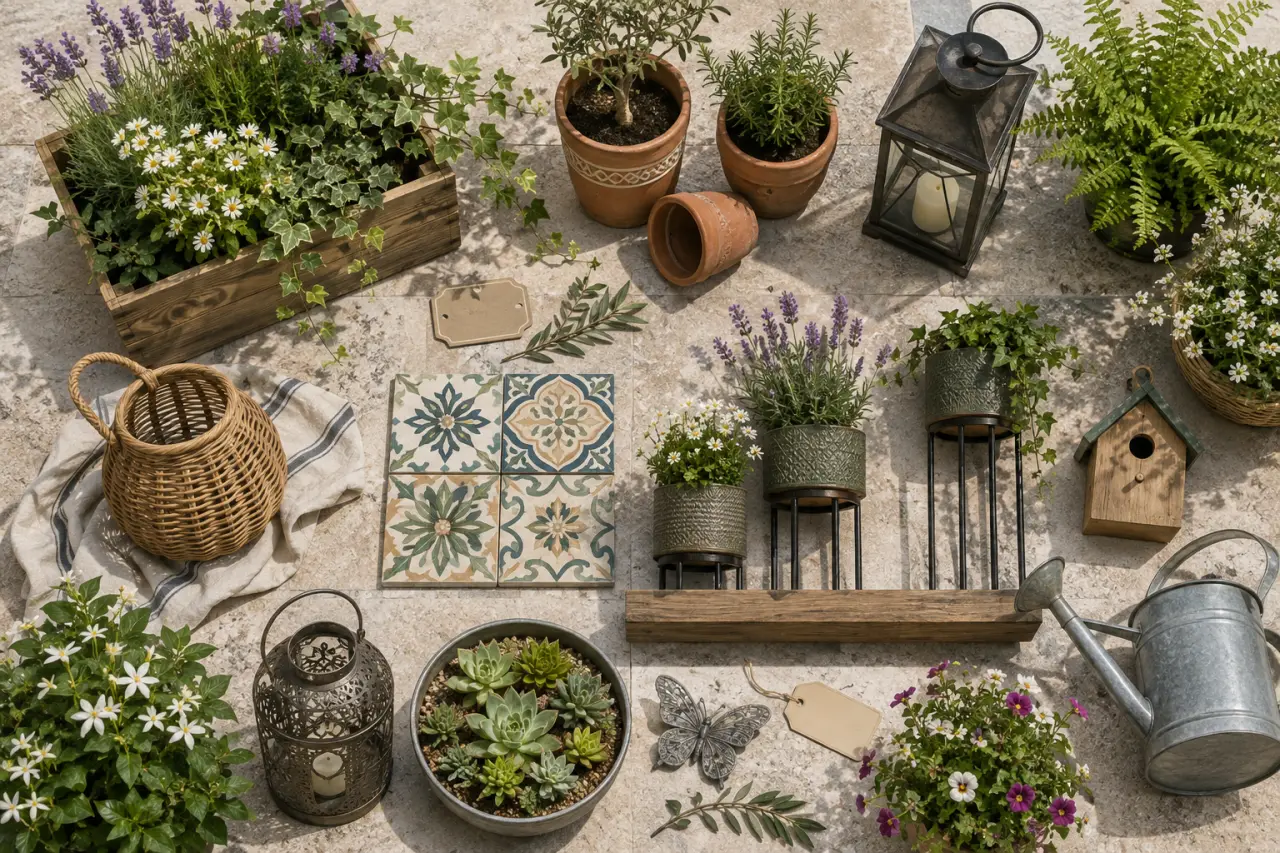 7 idées de décoration de jardin originale pour jouer sur les matières, les hauteurs et les objets
