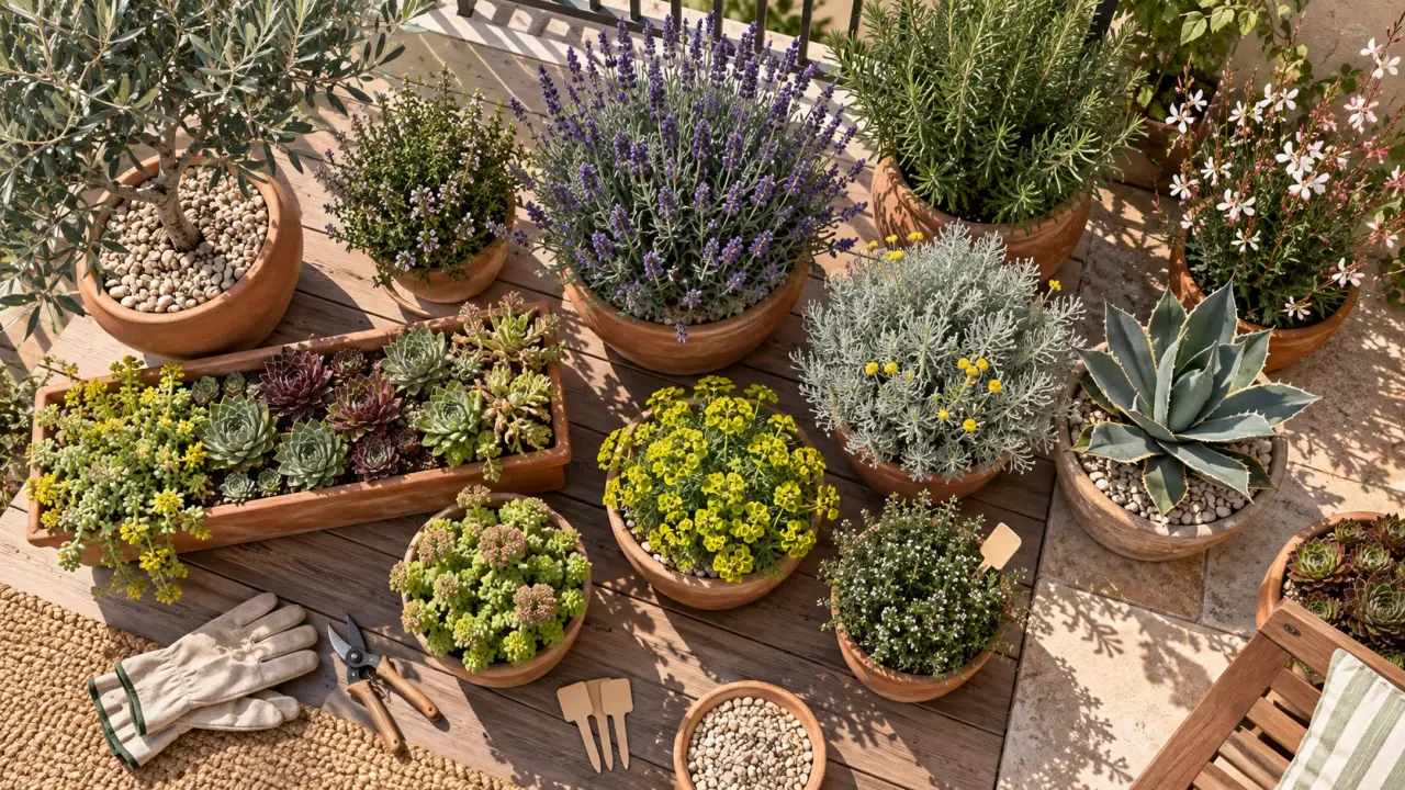 Plantes plein soleil sans arrosage sur un balcon : les variétés qui tiennent en pot