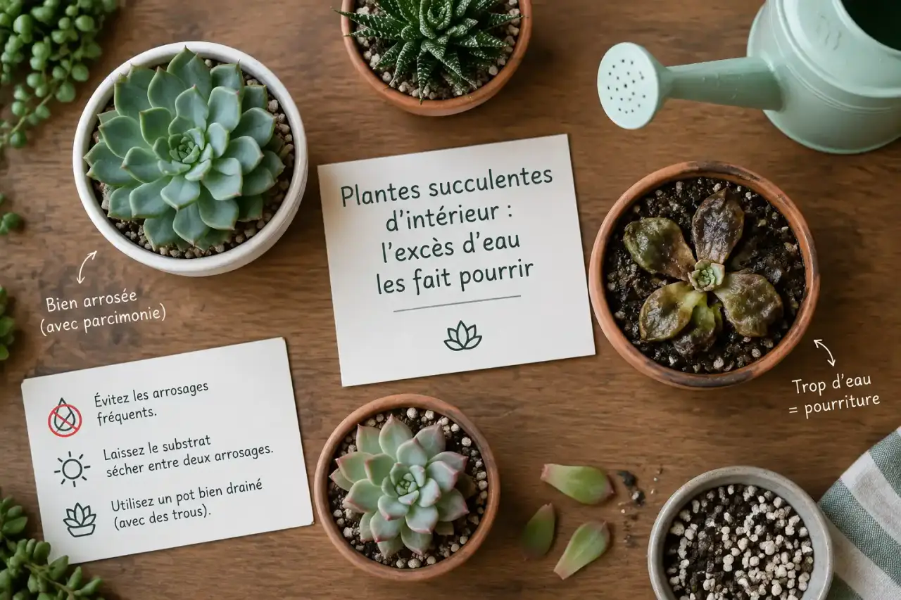 Plantes succulentes d’intérieur : l’excès d’eau les fait pourrir
