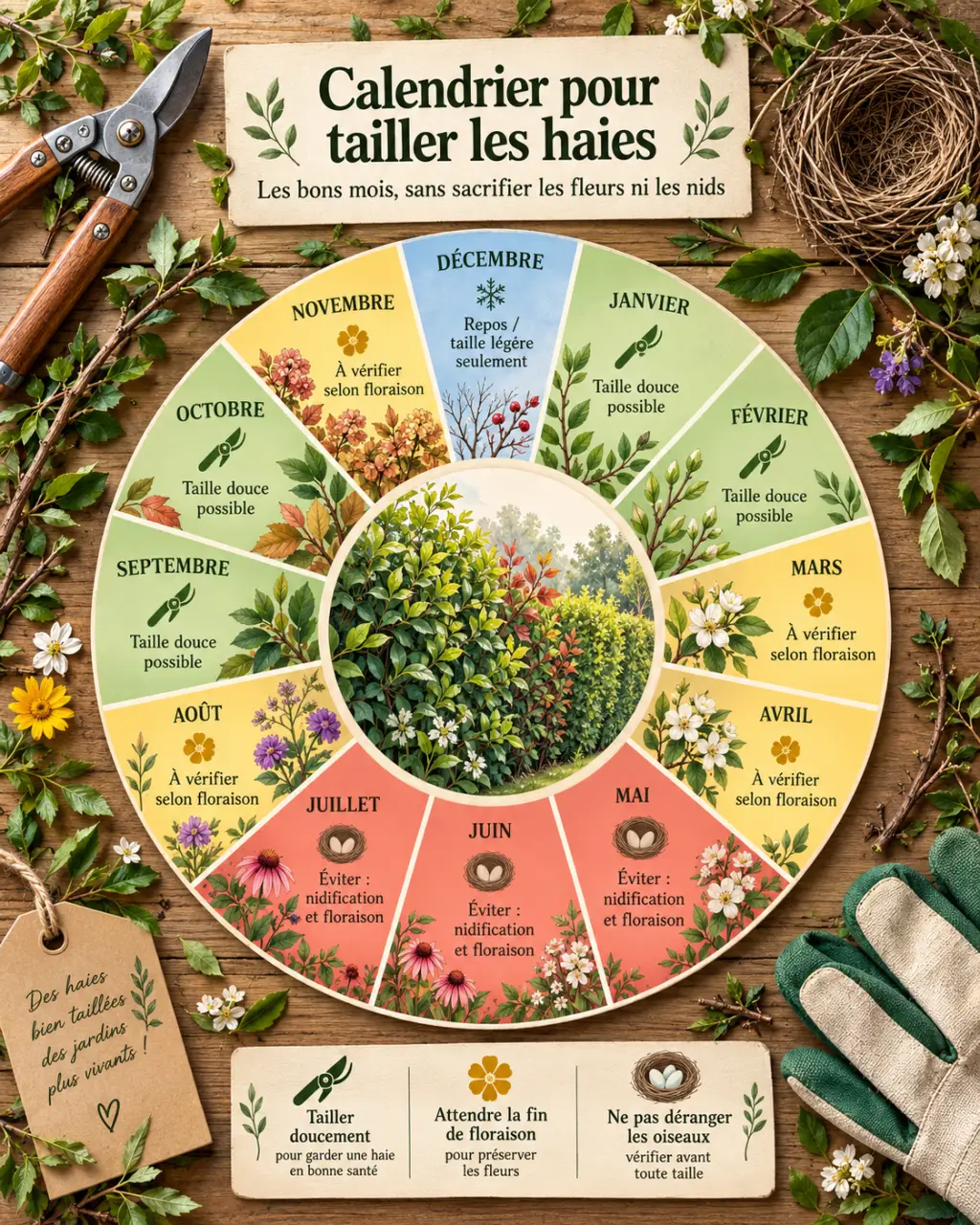 Calendrier pour tailler les haies : les bons mois, sans sacrifier les fleurs ni les nids