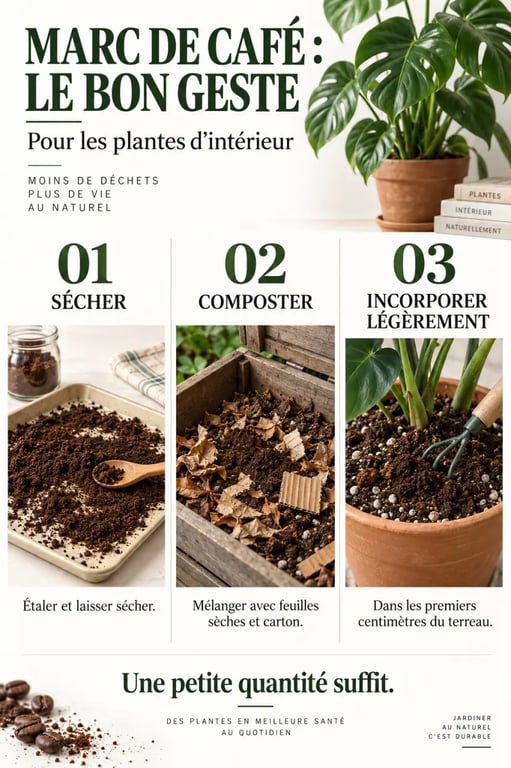 Café plantes d'intérieur : étapes pour sécher, composter et utiliser le marc avec précaution